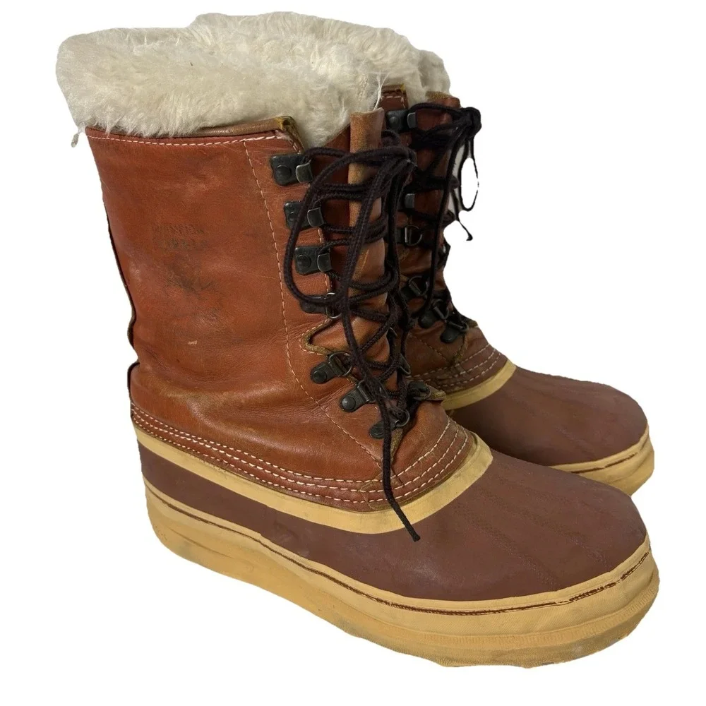 Sorel Scout Kaufman Wool Lined Leather Boots Womens‎ Fits 9/9.5 Gorpcore Winter
